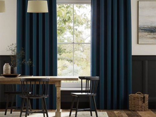 Canterbury Velvet Storm Blue Curtains