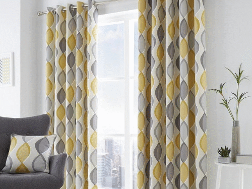 Eyelet Curtains Grey Ochre