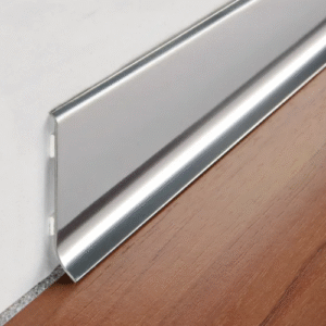 Glossy steel skirting board