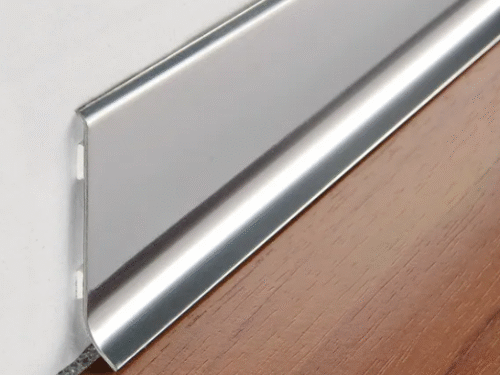 Glossy steel skirting board