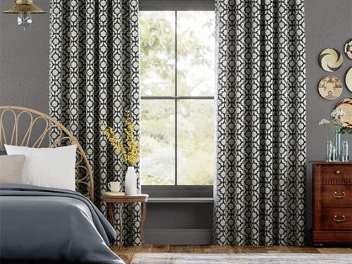 Lattice Navy Blue Curtains