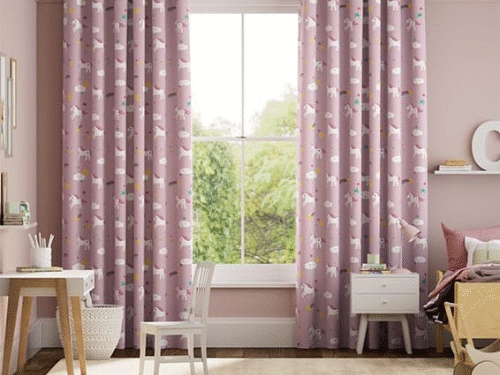 Unicorn Dreams Pink Curtains