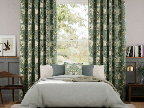 William Morris Pimpernel Sage Curtains