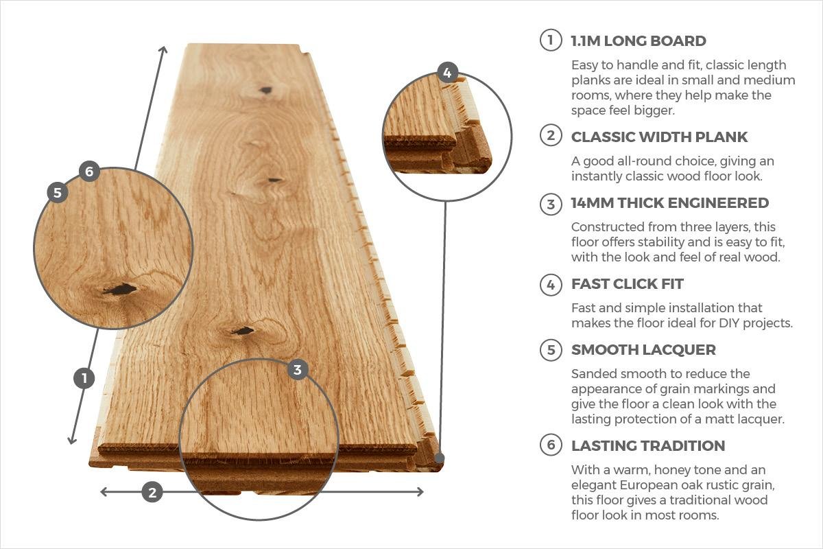 Home Choice Engineered European Rustic Oak Flooring 14mm x 130mm Natural Lacquered - Image 3