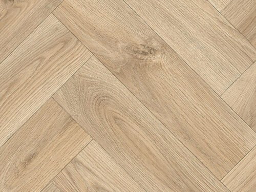 Beige Herringbone Wood Effect Vinyl Flooring