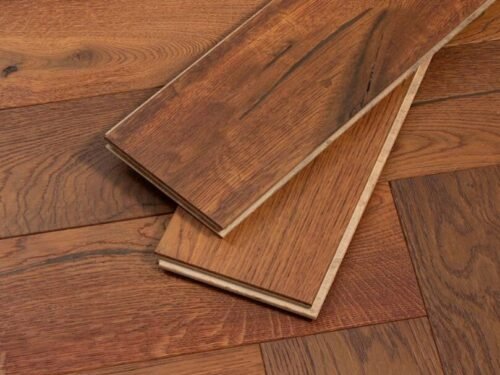 125mm Havana Distressed Smoked Brushed Herringbone Flooring