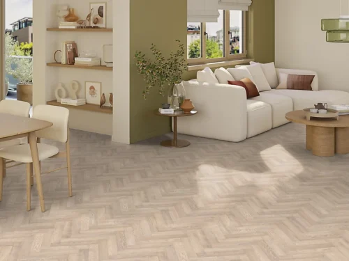 Valley Marton Beige Herringbone Vinyl Flooring