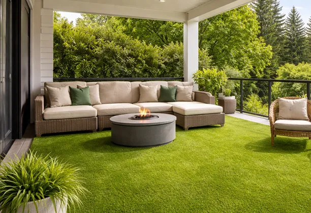Artificial Grass Carpet In Dubai installed across a residential garden with even pile height and clean edge finishing