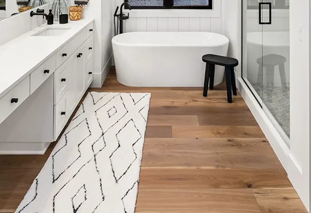 Bathroom Carpet Runner with soft fabric texture for modern bathroom floor use