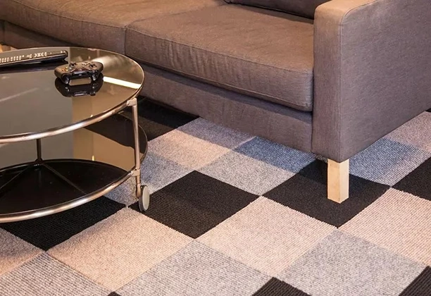 Checkerboard Carpet Tiles with alternating square patterns installed for office and commercial flooring areas