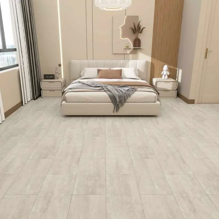 Comfortable bedroom interior with elegant SPC flooring providing a stylish, durable, and easy-maintenance flooring solution.