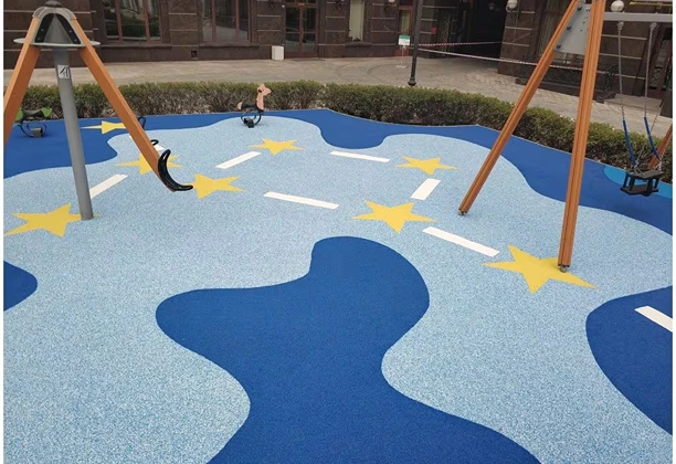 EPDM Flooring installed across an outdoor playground surface with slip-resistant rubber finish and drainage design