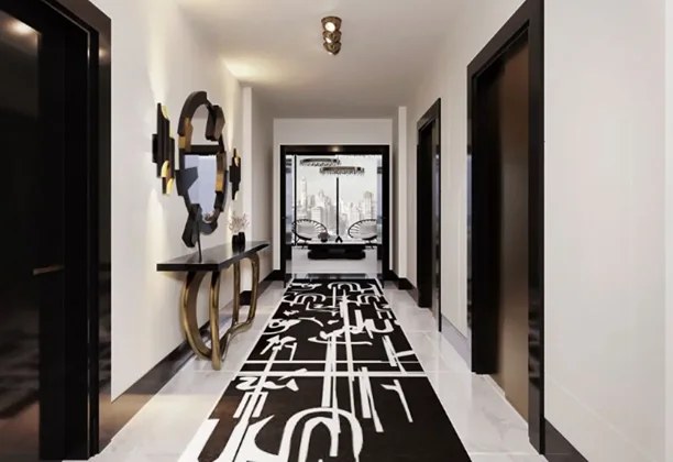 Hallway Carpet Runner in wool texture for residential corridor floor design details