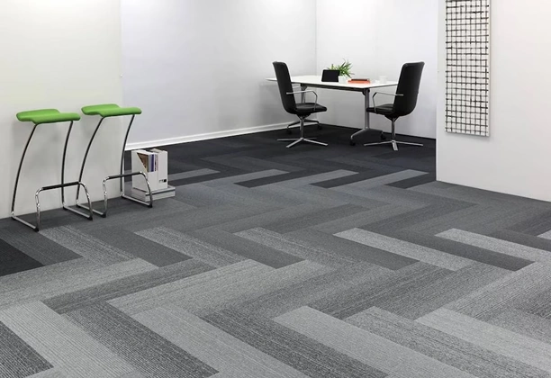 Herringbone Planks Tile flooring pattern with wood texture installed in a modern living room space