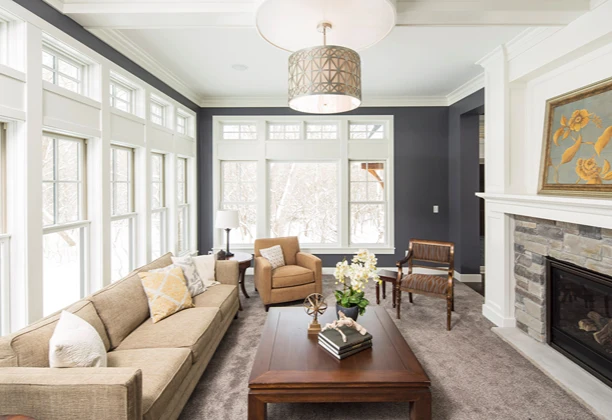 Living Room Carpets fitted wall-to-wall in a spacious lounge with measured flooring coverage details