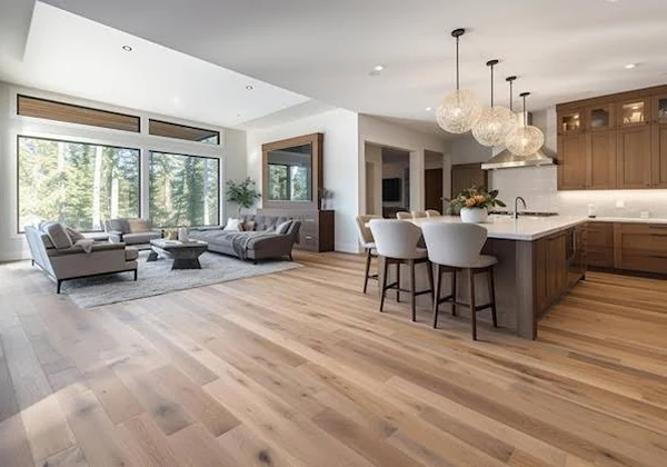 Luxury villa interior with premium wooden flooring