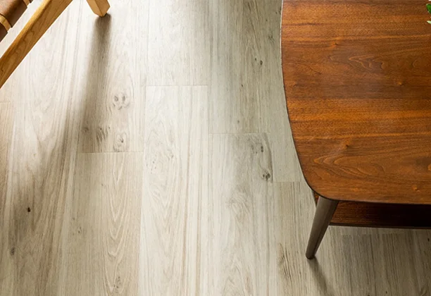 Mdf Flooring close detail showing layered board structure and finish texture