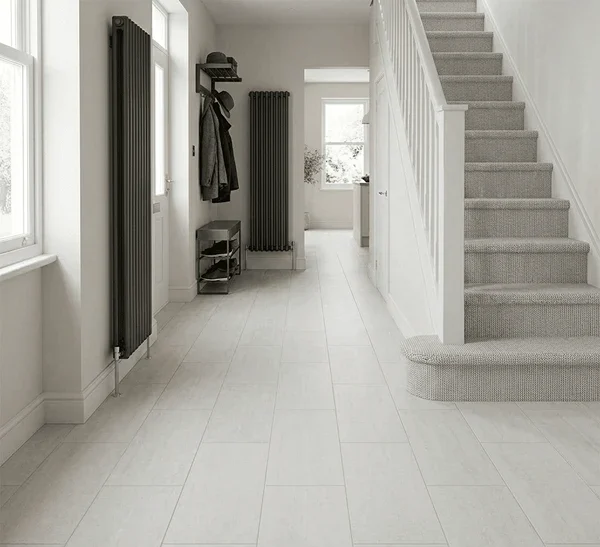 Modern stone-look SPC vinyl flooring offering a stylish appearance, waterproof performance, and long-lasting durability for homes and offices.