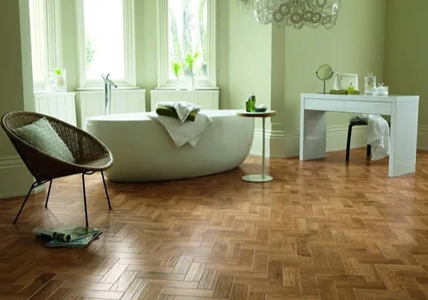 Mosaic LVT installation showing detailed layout planning before final tile placement