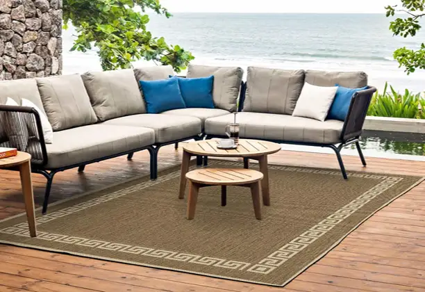 Outdoor Carpet with weather-resistant fibers for patio flooring installation