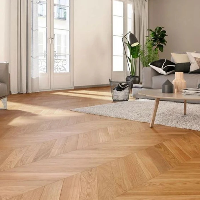 Parquet Wood Flooring installation showing individual wood blocks arranged in detailed patterns