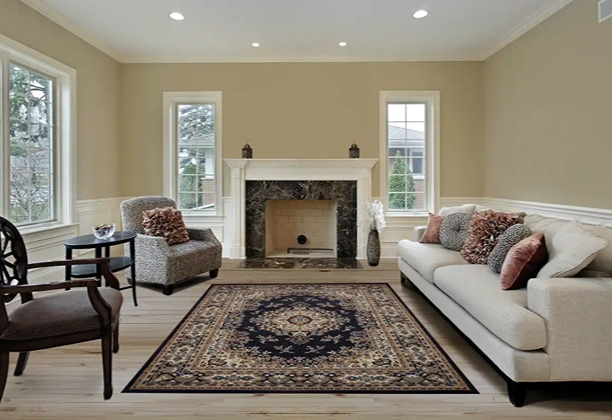 Persian Carpet Dubai with traditional woven patterns placed in a classic living room interior