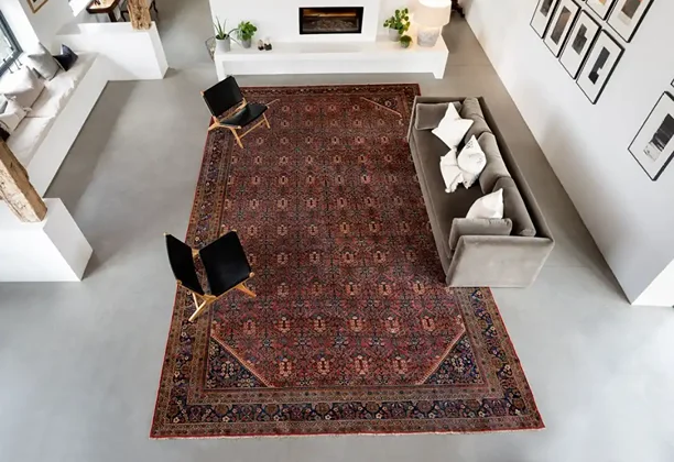 Persian Mashad Rugs with intricate floral patterns and dense woven texture for traditional living rooms