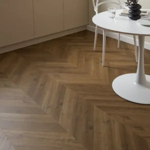Rich Toffee Oak Chevron Flooring