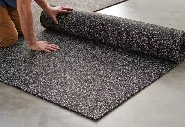 Rubber Flooring Roll installed in fitness room with durable floor coverage layout