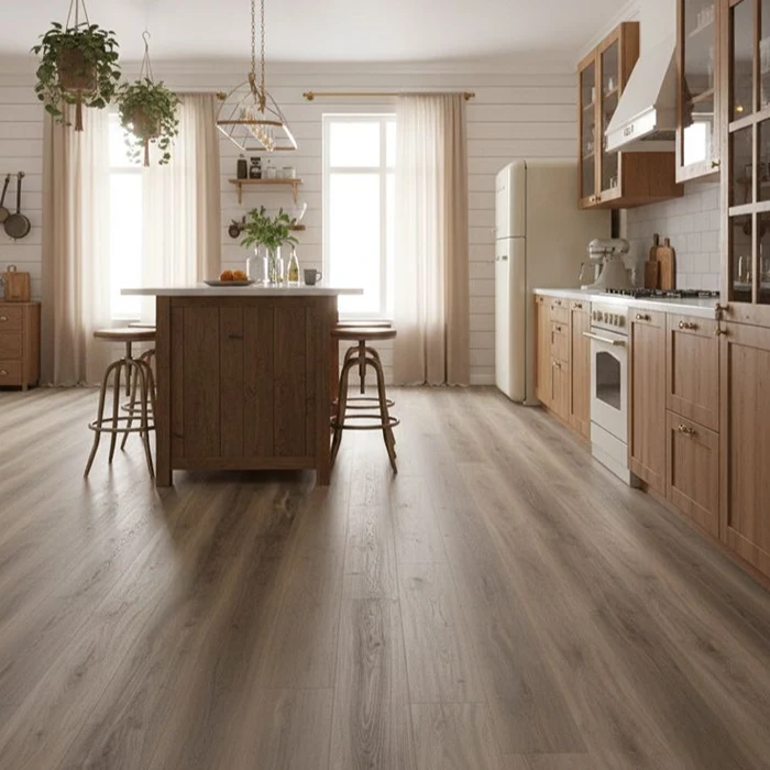 SPC Wood Flooring fitted around door frames with accurate cuts and smooth floor edges