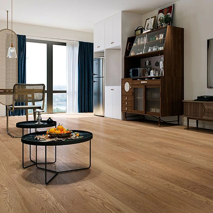SPC Wood Flooring sample boards showing different wood grains and surface textures