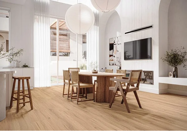 Vinyl Flooring After displaying a modern interior with durable vinyl plank flooring