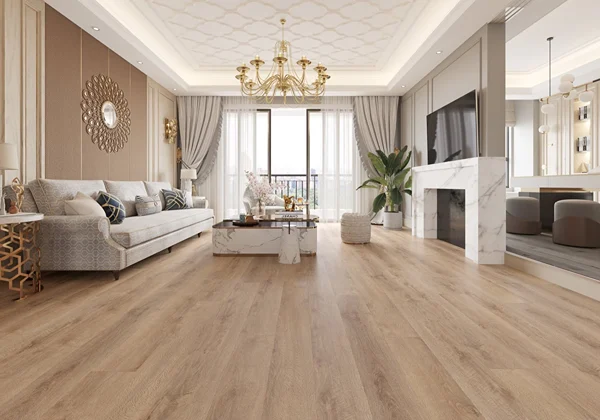 Vinyl Flooring Living Rooms installation showing precise fitting around fireplaces and walls