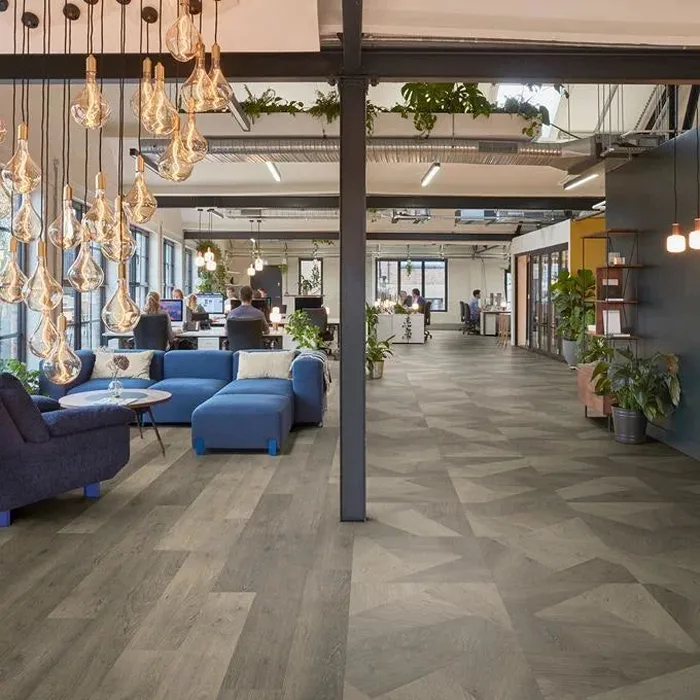 Vinyl Flooring Offices installed beneath workstations with durable commercial floor finish