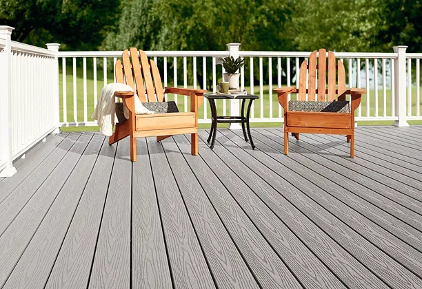 WPC decking installed in various outdoor areas, offering a durable and weather-resistant solution for patios and landscapes.