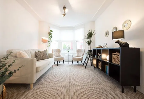 Wall To Wall Carpets installed in modern living room with soft fabric texture and full floor coverage