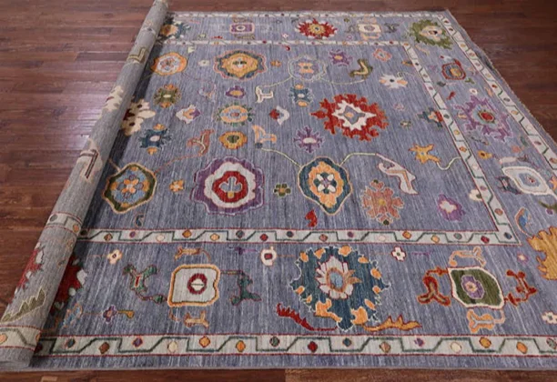 Wool Knotted Rugs displaying wool fibers and knot details in close-up view