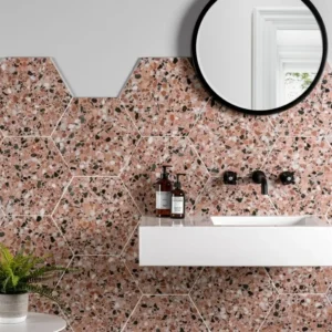 Terrazzo Pink Hexagon Flooring