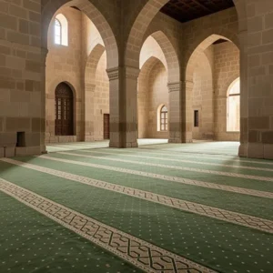 Arafat Green Sophisticated Row Prayer Mosque Carpet