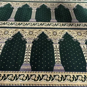 Green Islamic Arch Design Masjid Prayer Carpet