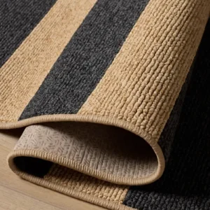 Nolan Natural Black Bold Stripe Performance Rug