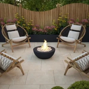 Bone Beige Stone Effect Porcelain Paving Slabs