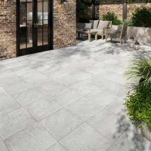 Light Grey Stone Effect Porcelain Paving Slabs
